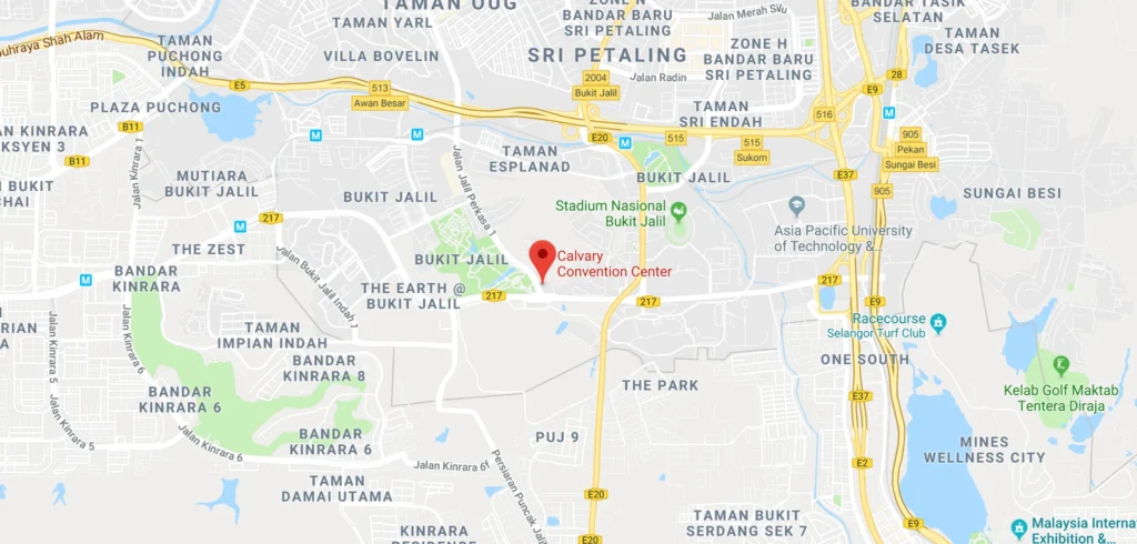 Map showing Calvary Convention Centre in Bukit Jalil, Kuala Lumpur